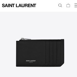 NWT!SAINT LAURENT FRAGMENT ZIPPED CARD CASE-BLACK
